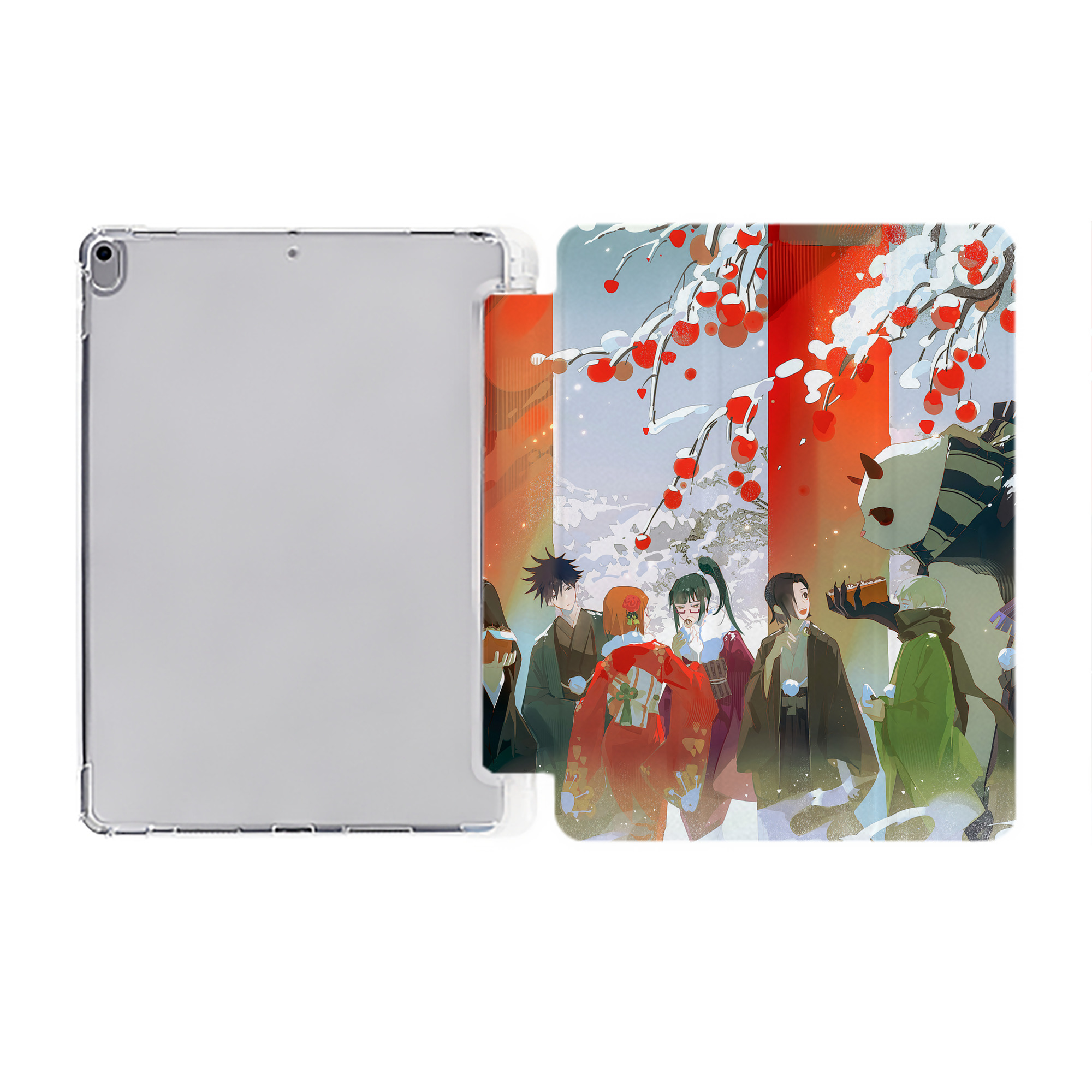 （画像用） 呪術廻戦 Jujutsu Kaisen IPad ケース ペン収納付き 三つ折りスタンド PUレザー×シリコン 対応機種9.5/10.5/10.9インチ
